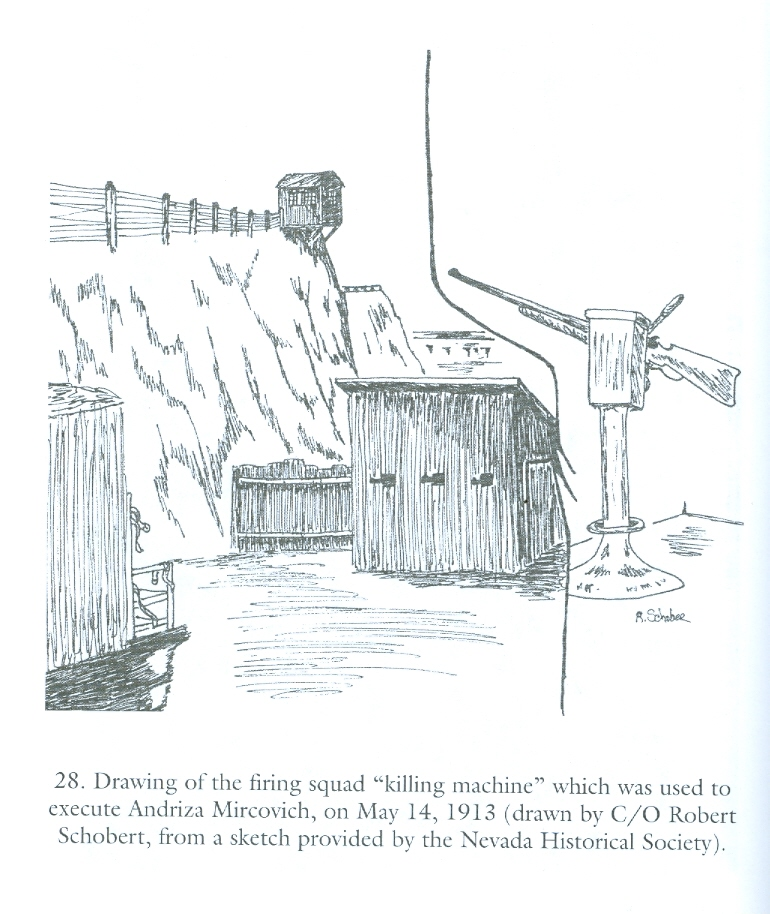Drawing of the firing squad used to exeute Andriza Mircovich